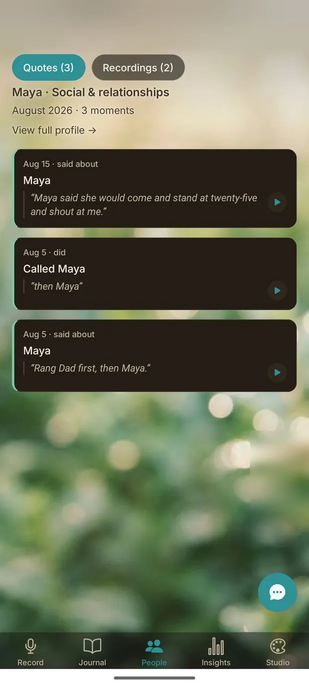 Quoted moments, each with a play button
